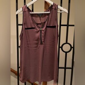 Express Plum Sleeveless Top with Gold Zipper
